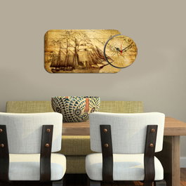 Wallity YMS-87 Juego de 2 Relojes Decorativos de MDF Multicolor
